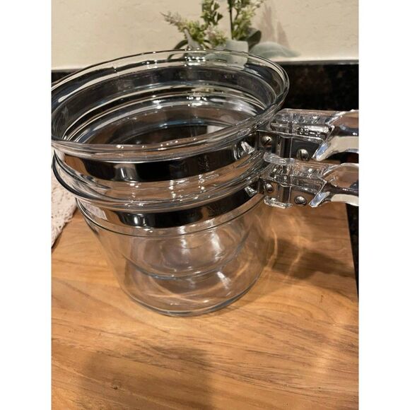 Vintage 3 piece Pyrex Flameware Double Boiler - Picture 9 of 10